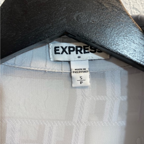 Express V neck Gray Semi Sheer Button Up Womans SM - Picture 5 of 7